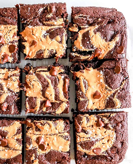 25-Min Peanut Butter Swirl Brownies using Almond Flour