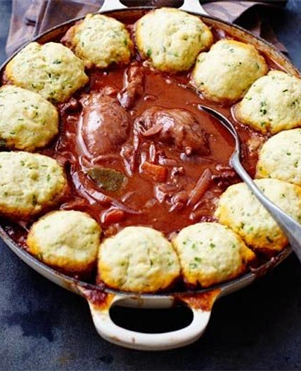 Chicken casserole with herby dumplings