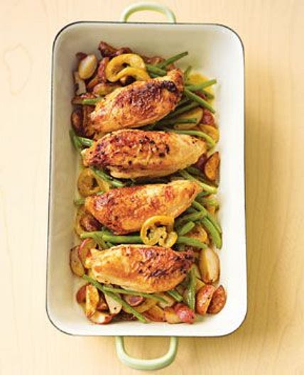 Roasted Chicken With Lemon-Garlic Green Beans