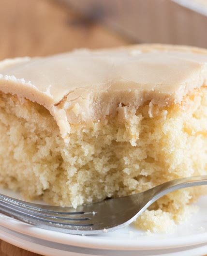 Vanilla Cream Cake with Quick Caramel Frosting