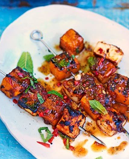 Tamarind squash & halloumi skewers