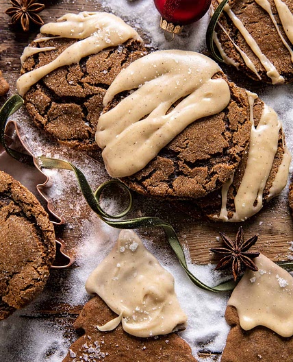 Soft Gingerbread Latte Cookies with Brown Butter Icing