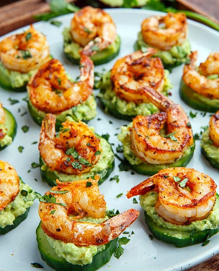 Blackened Shrimp Avocado Cucumber Bites