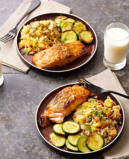 Honey Mustard Salmon with Mango Quinoa