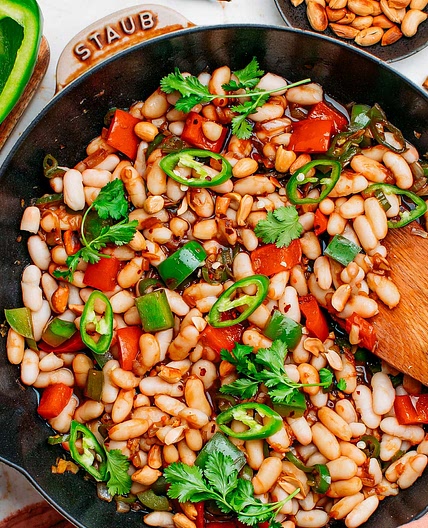 Kung Pao White Beans Skillet