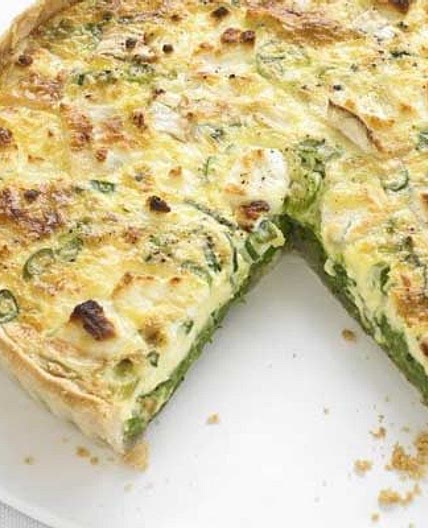 Pea, mint & goat’s cheese quiche