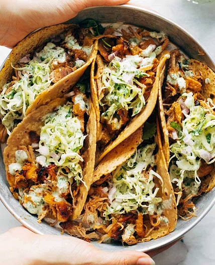 Instant Pot Hawaiian Chicken Tacos with Jalapeño Ranch Slaw