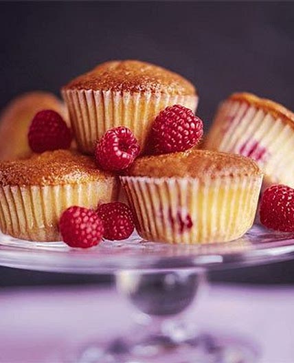 Warm raspberry cupcakes with orange sugar drizzle