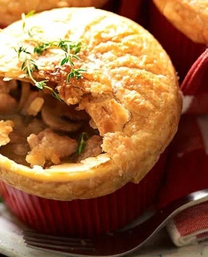 Individual chicken and mushroom pies