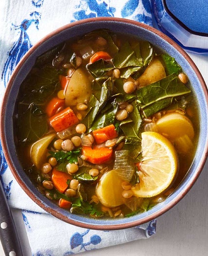 Lemony Lentil Soup with Collards