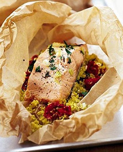Herby salmon & couscous parcels