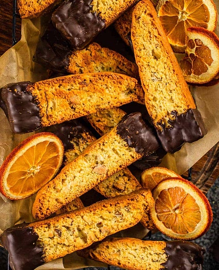Homemade Chocolate Dipped Orange Biscotti