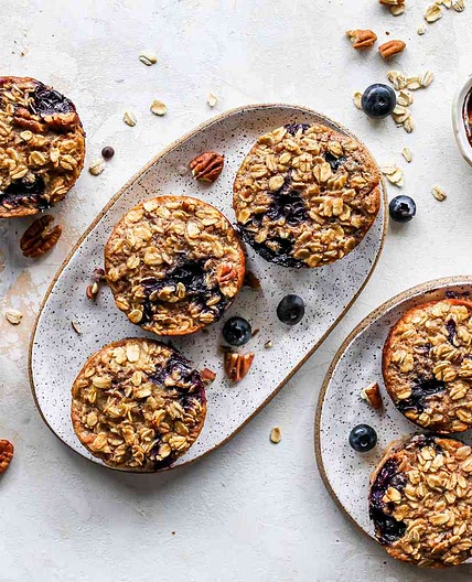 Baked Blueberry & Banana-Nut Oatmeal Cups
