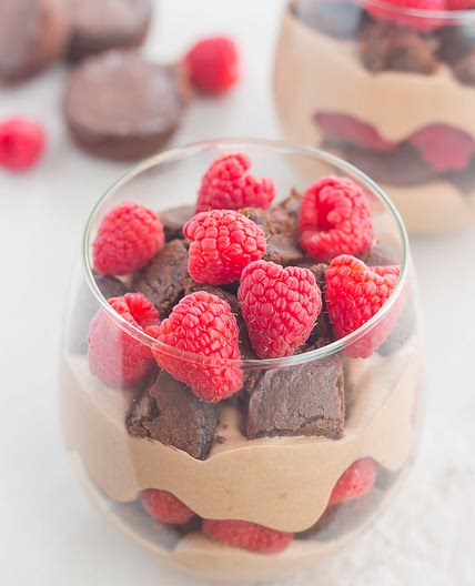 Raspberry Brownie Parfaits