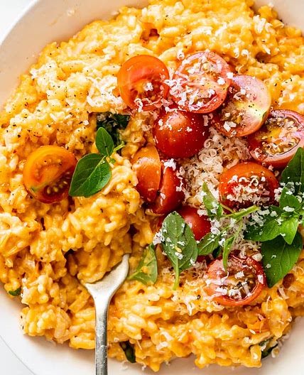 Tomato basil Instant Pot risotto