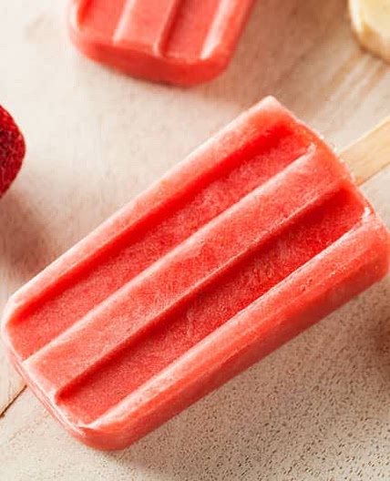 Strawberry Banana Protein Popsicles