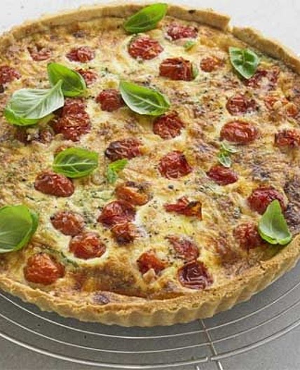 Roasted tomato, basil & parmesan quiche