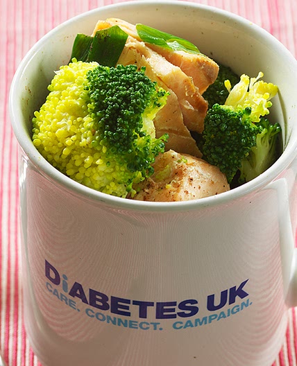 Microwave mug: Sesame salmon and broccoli