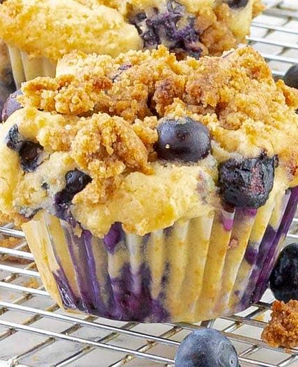 Blueberry Sour Cream Muffins with Streusel