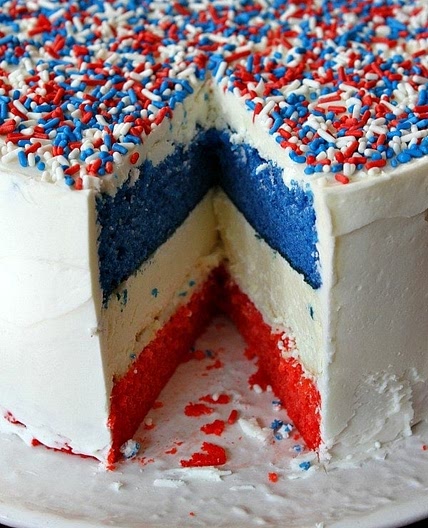 Red, White and Blue Cheesecake Cake