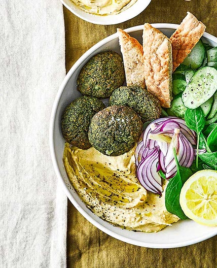 Spinach falafel & hummus bowl
