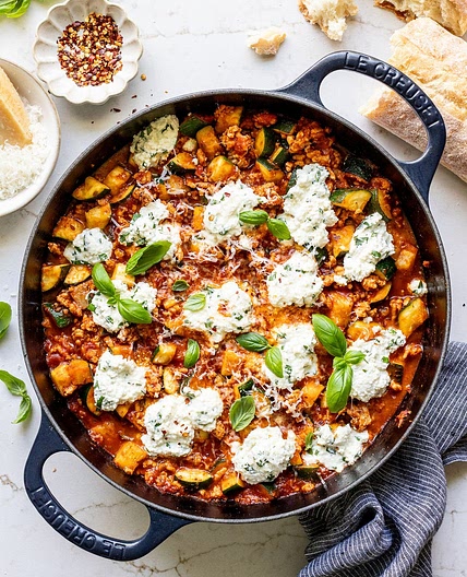 Zucchini & Ground Turkey Skillet with Ricotta