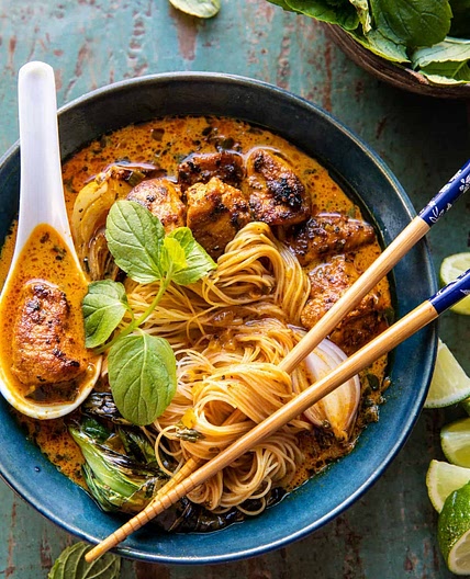 30 Minute Creamy Thai Turmeric Chicken and Noodles