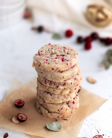 Vegan Cranberry Almond Shortbread Cookies