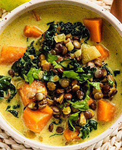 Vegan Coconut Lentil Stew With Sweet Potatoes