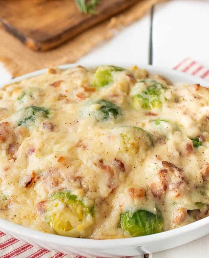 Brussels Sprouts and Bacon Gratin