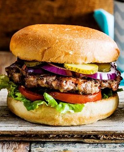 Bacon and blue cheese-stuffed burger