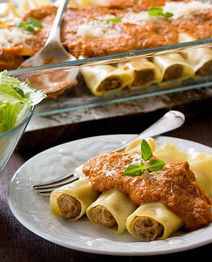 Pork Cannelloni with Vegetable Sauce