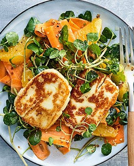 Halloumi, carrot & orange salad