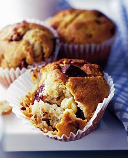 Choc-cherry muffins
