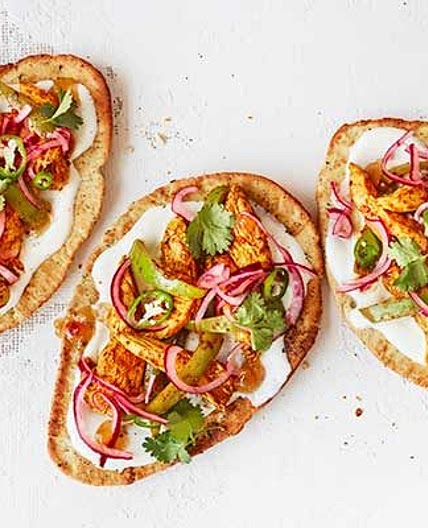 Chicken tikka masala pizzas