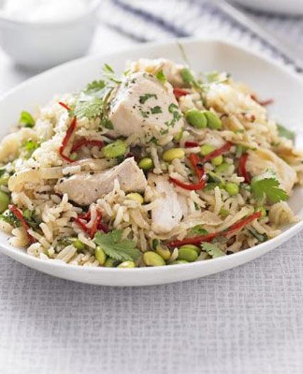 Chicken, edamame & ginger pilaf