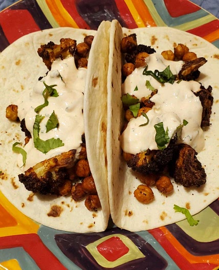 Air Fryer Vegetarian Cauliflower and Chickpea Tacos