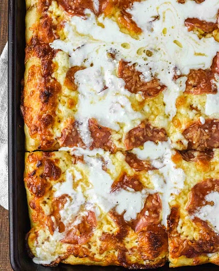 Hot Honey-Drizzled Salami Pizza