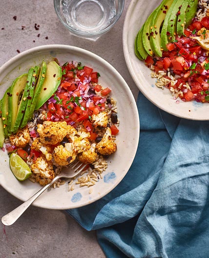 Cauliflower burrito bowls