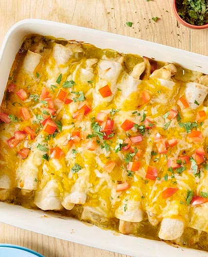 Creamy Green Chile Chicken Enchiladas