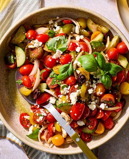 Cucumber, Tomato & Feta Salad with Balsamic Dressing