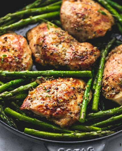 One Pan Garlic Herb Chicken and Asparagus