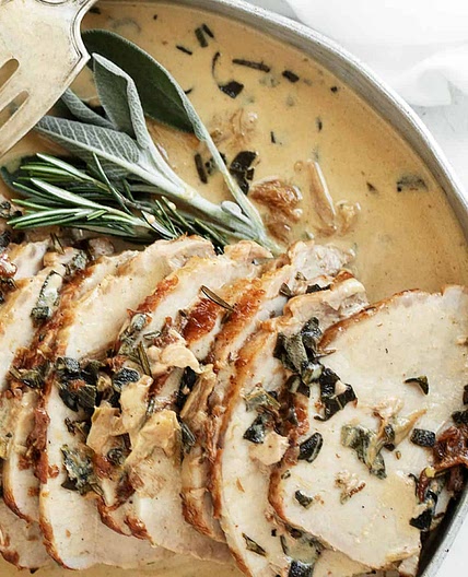 Pork Loin with Wine and Herb Gravy