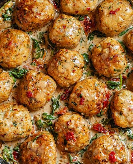 Creamy Spinach Turkey Meatballs