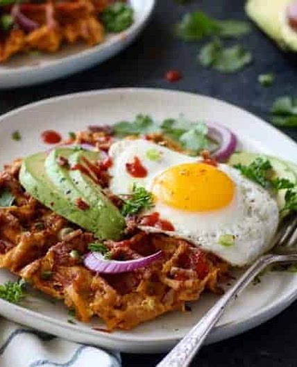 Savory Sweet Potato Bacon Waffles