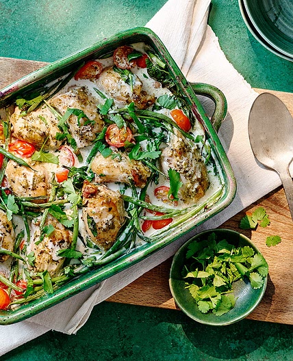 Thai green curry roasted chicken thighs