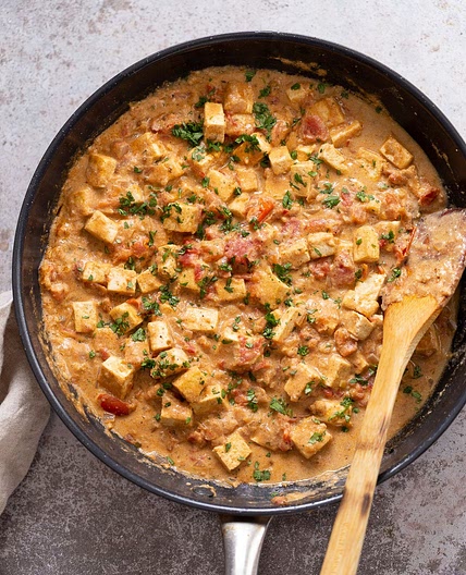 Tofu in Creamy Black Pepper Tomato Sauce ( Dum Tofu Paneer Kali Mirch)