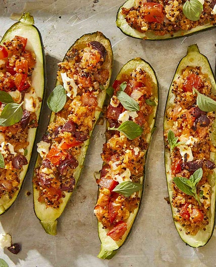 Vegetarian Quinoa & Feta Stuffed Zucchini