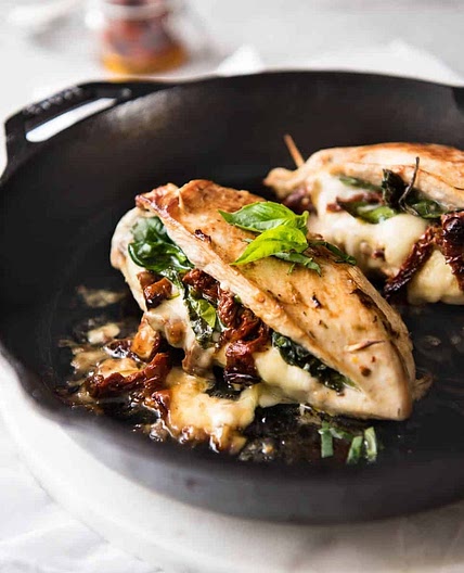 Sun Dried Tomato, Spinach & Cheese Stuffed Chicken Breast