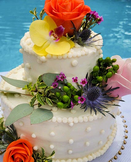 White Almond Wedding Cake